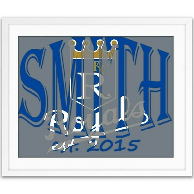 Kansas City Royals MLB Baseball Custom Name Art Gift -- Photo print