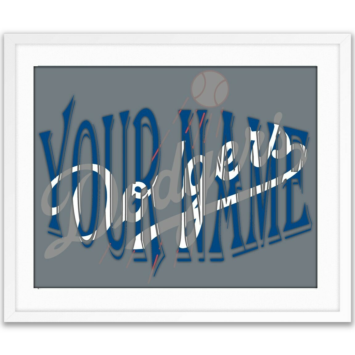 Los Angeles Dodgers LA MLB Baseball Custom Name Art Gift -- Photo print