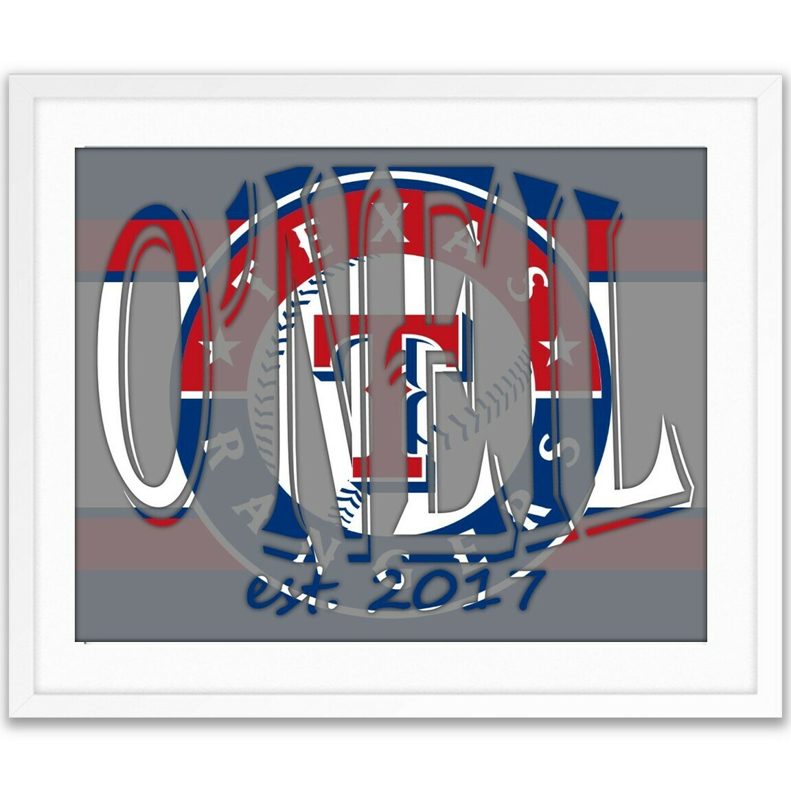 Texas Rangers Custom Name Art Gift -- Photo print XMAS