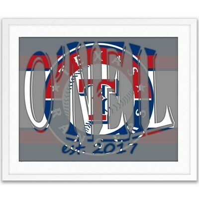 Texas Rangers Custom Name Art Gift -- Photo print XMAS