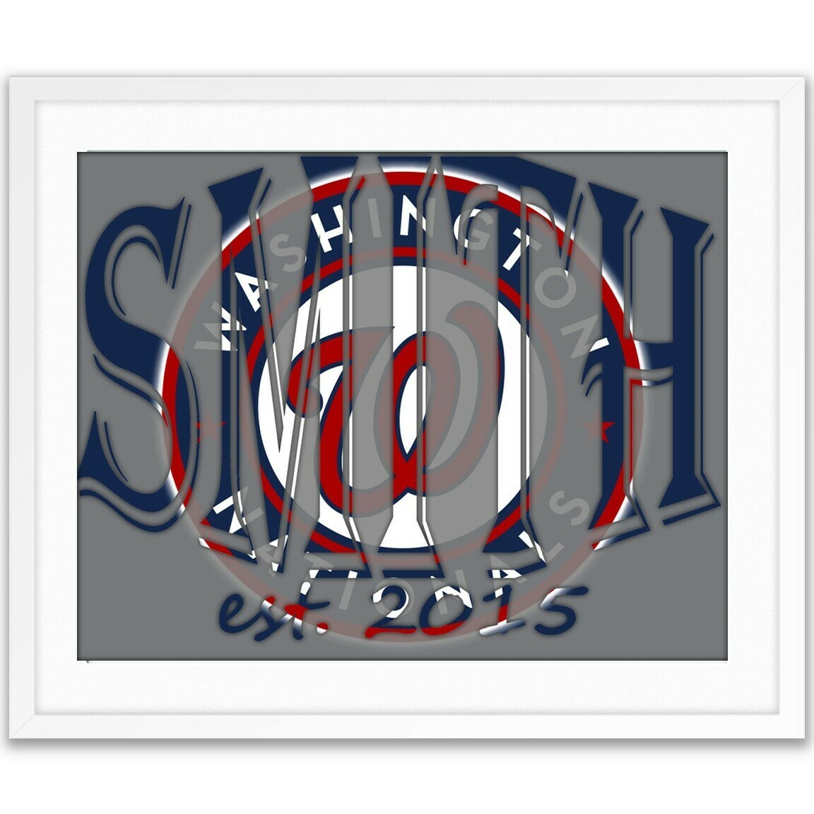 Washington Nationals MLB Baseball Custom Name Art Gift -- Photo print