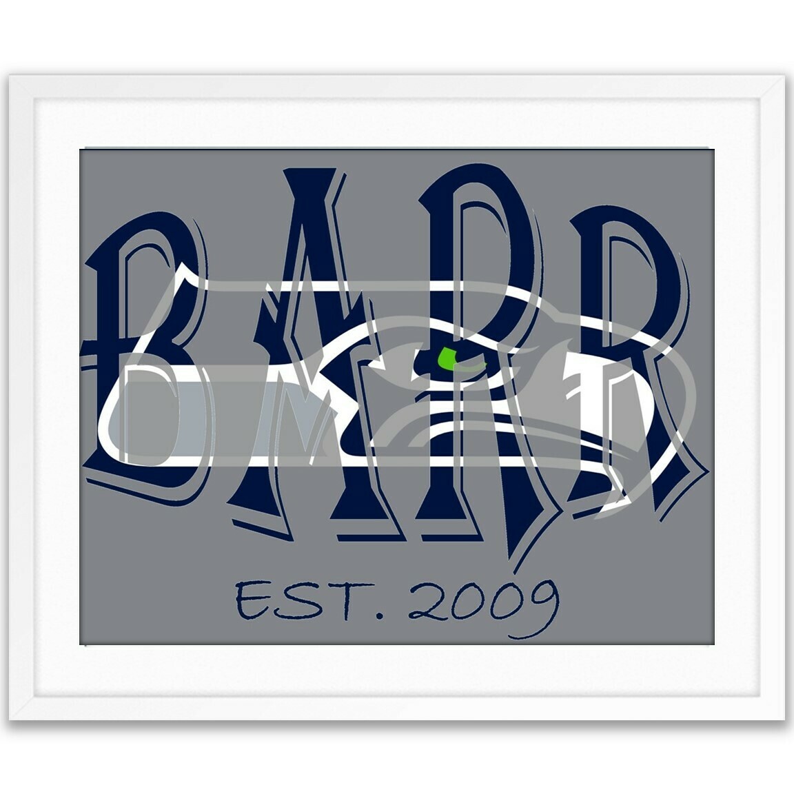 Seattle Seahawks NFL Football Custom Name Art Gift -- Photo print