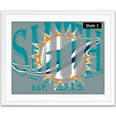 Miami Dolphins NFL Football Custom Name Art Gift -- Photo print