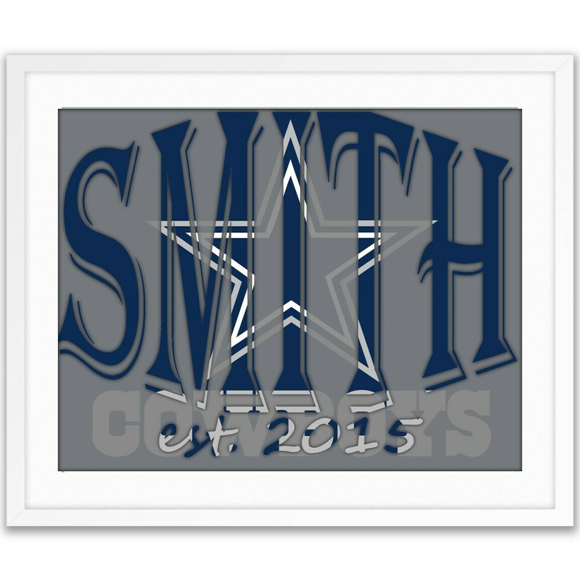 Dallas Cowboys NFL Football Custom Name Art Gift -- Photo print