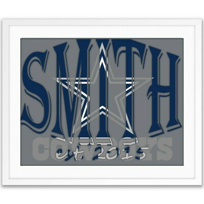 Dallas Cowboys NFL Football Custom Name Art Gift -- Photo print