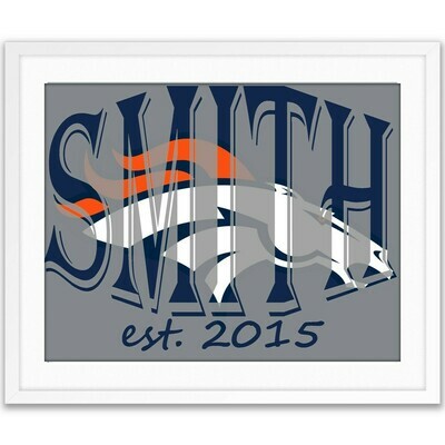 Denver Broncos NFL Football Custom Name Art Gift -- Photo print