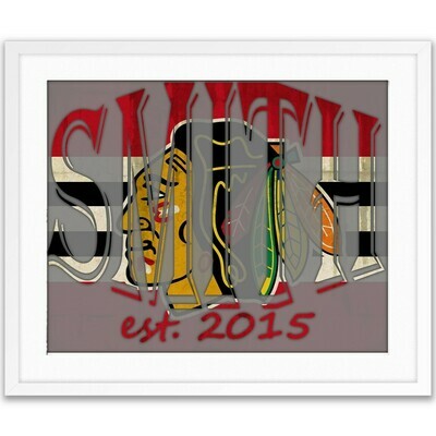 Chicago Blackhawks Indian Head Hockey Custom Name Art Gift -- Photo print