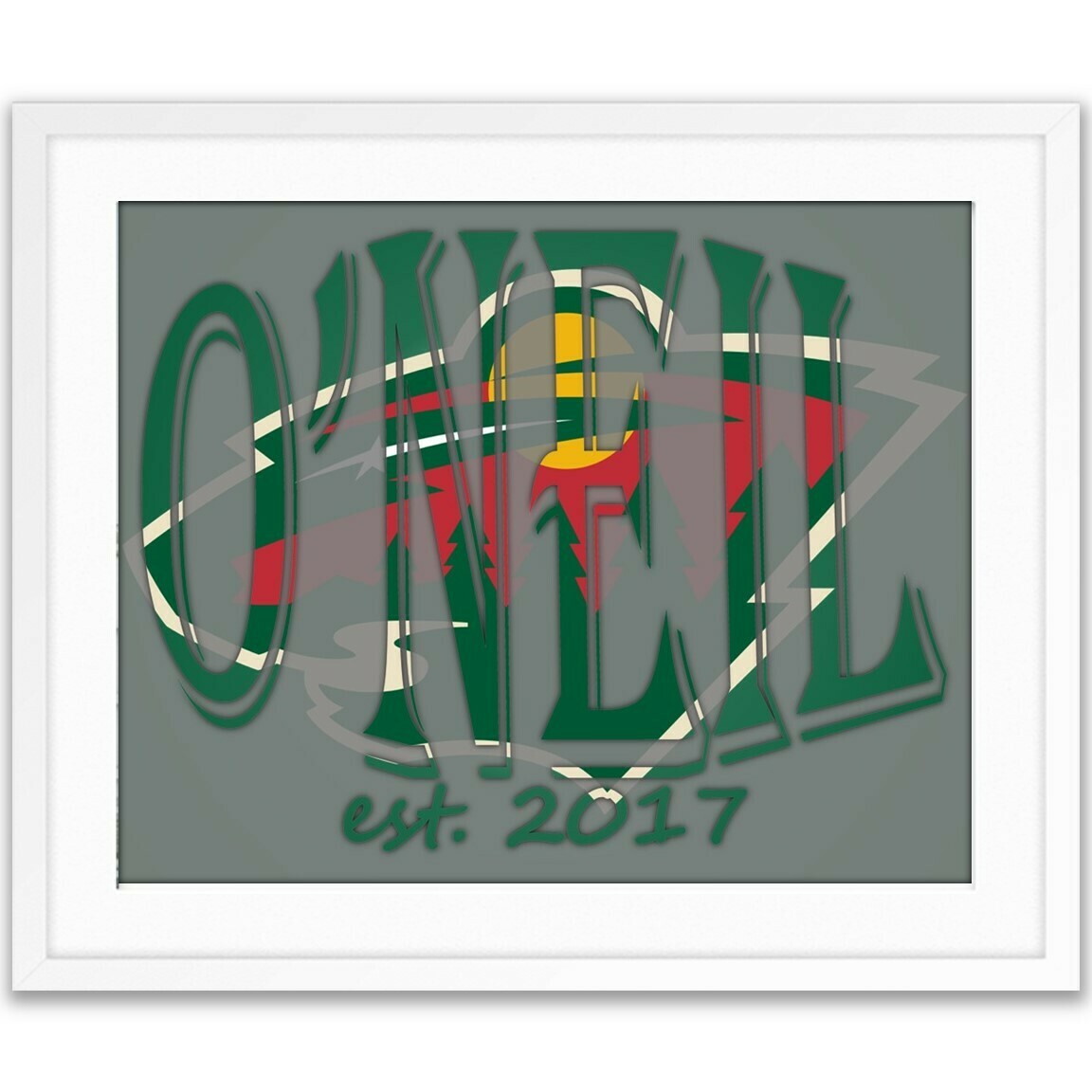 Minnesota Wild NHL Hockey Custom Name Art Gift -- Photo print XMAS
