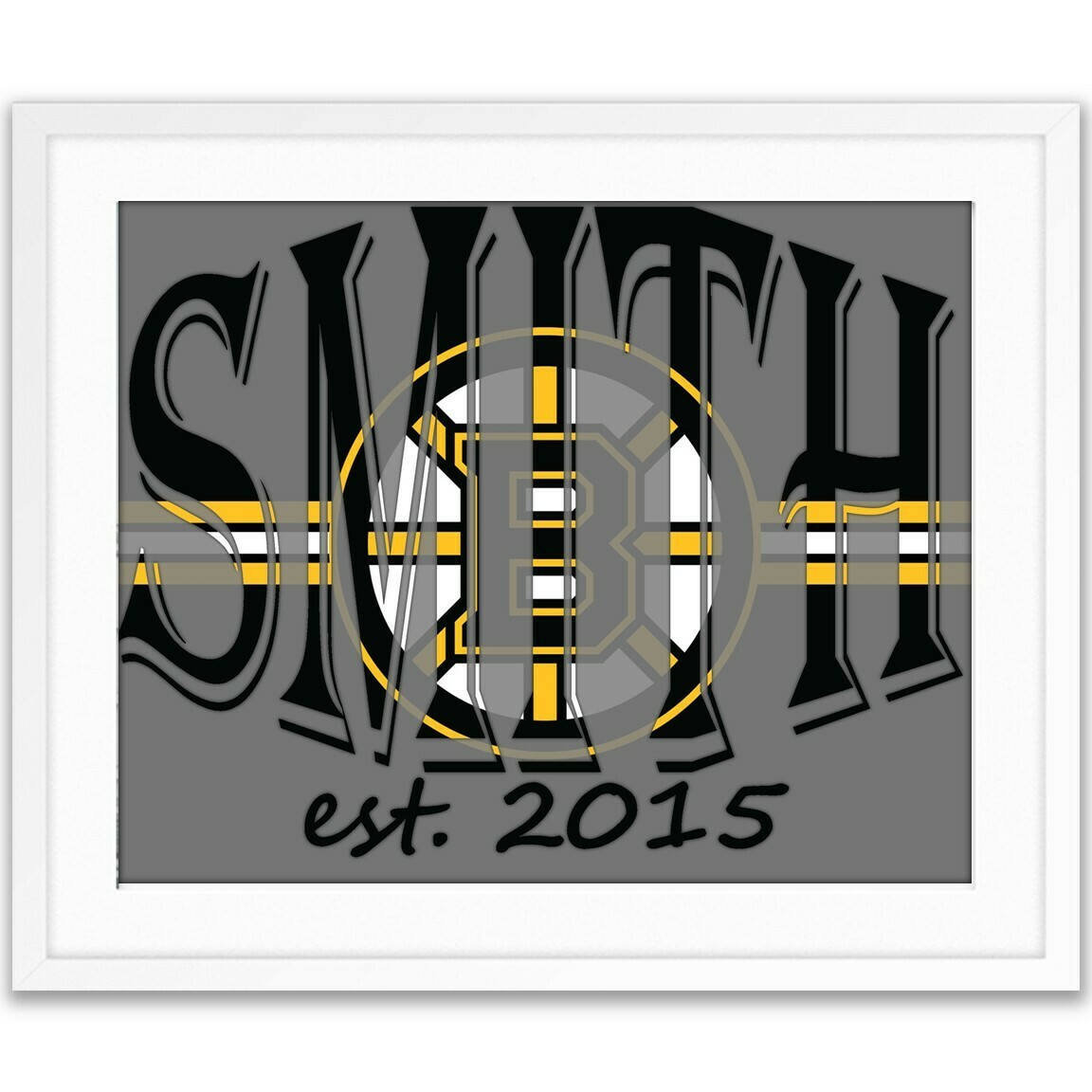 Boston Bruins NHL Hockey Custom Name Art Gift -- Photo print