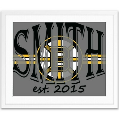 Boston Bruins NHL Hockey Custom Name Art Gift -- Photo print