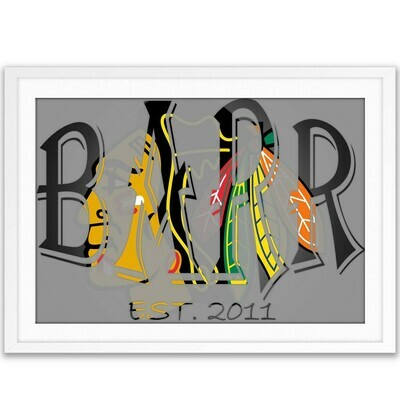 Chicago Blackhawks Hockey Custom Name Art Gift -- Photo print