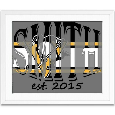 Pittsburgh Penguins NHL Hockey Custom Name Art Gift -- Photo print