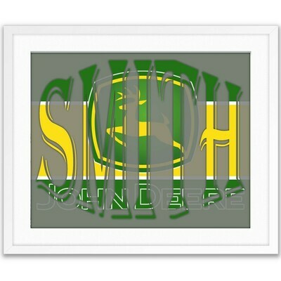John Deere Tractor themed Custom Name Art Gift -- Photo print
