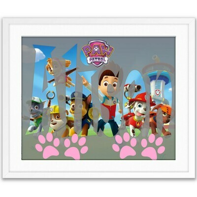 Paw Patrol PINK Nick Jr. Custom and Personalized Name Art Gift -- Photo print