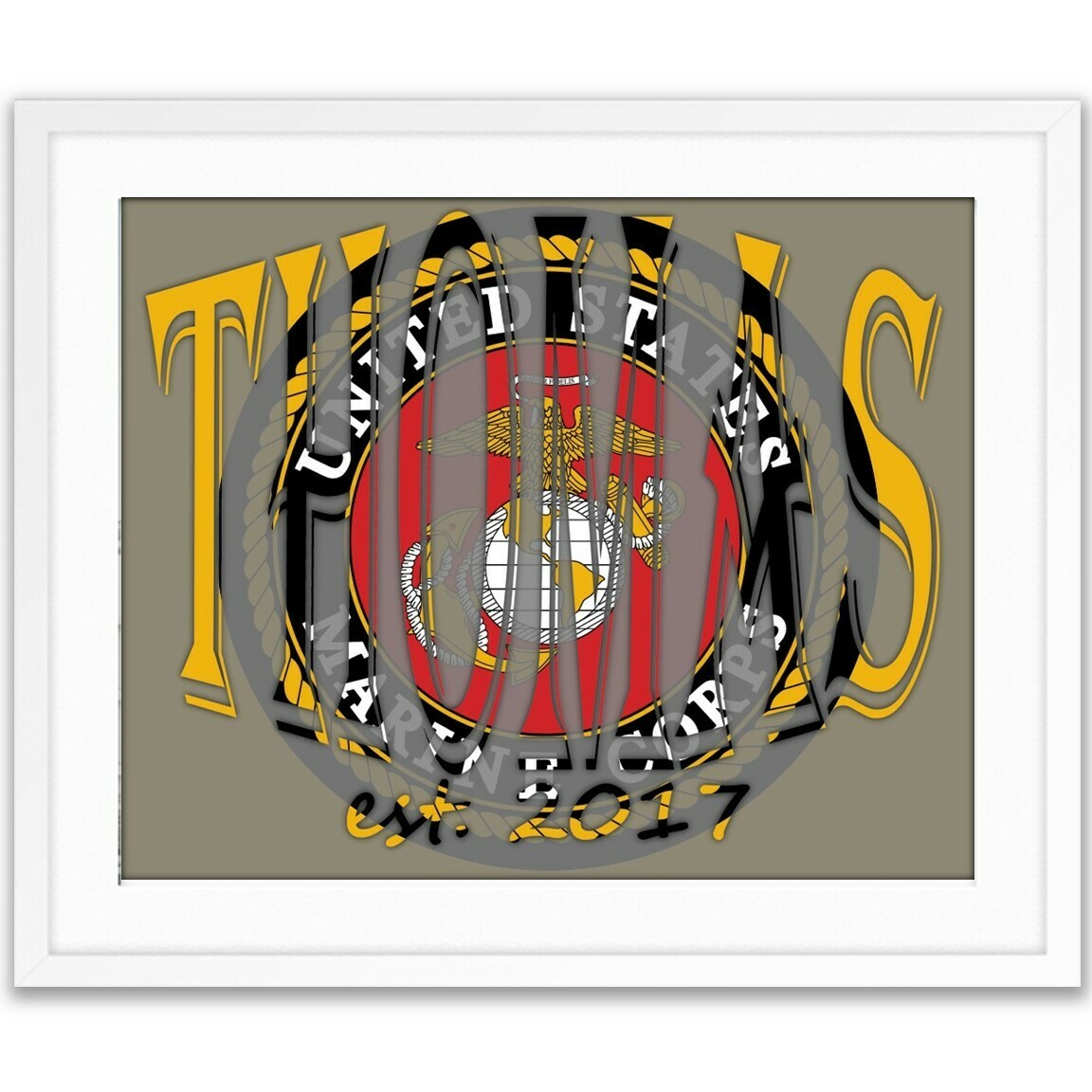 United States Marine Corps USMC Custom Name Art Gift -- Photo print
