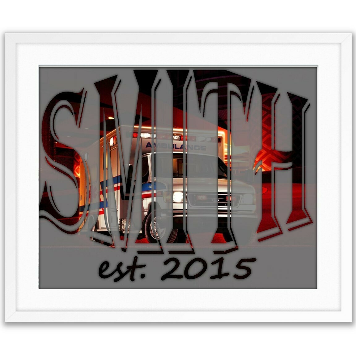 Paramedic, Nurse, Doctor, Ambulance Custom Name Art Gift -- Photo print
