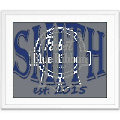 PBR Pabst Blue Ribbon Beer Custom Name Art Gift -- Photo print