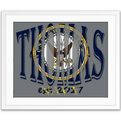 United States Navy USN Custom Name Art Gift -- Photo print