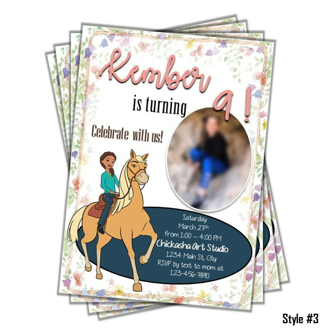 Spirit Riding Horse Birthday Invitation 5x7