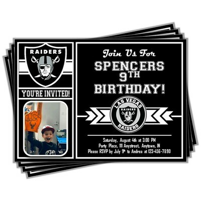 Las Vegas Raiders Photo NFL Football Birthday Invitation 5&quot;x7&quot;
