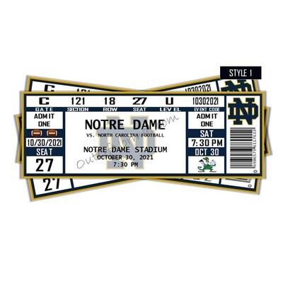 Notre Dame Fighting Irish Vintage College Football Collectible Decorative Gift Ticket