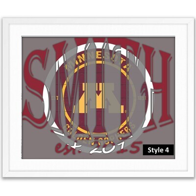 Minnesota Golden Gophers NCAA Football Custom Name Art Gift -- Photo print