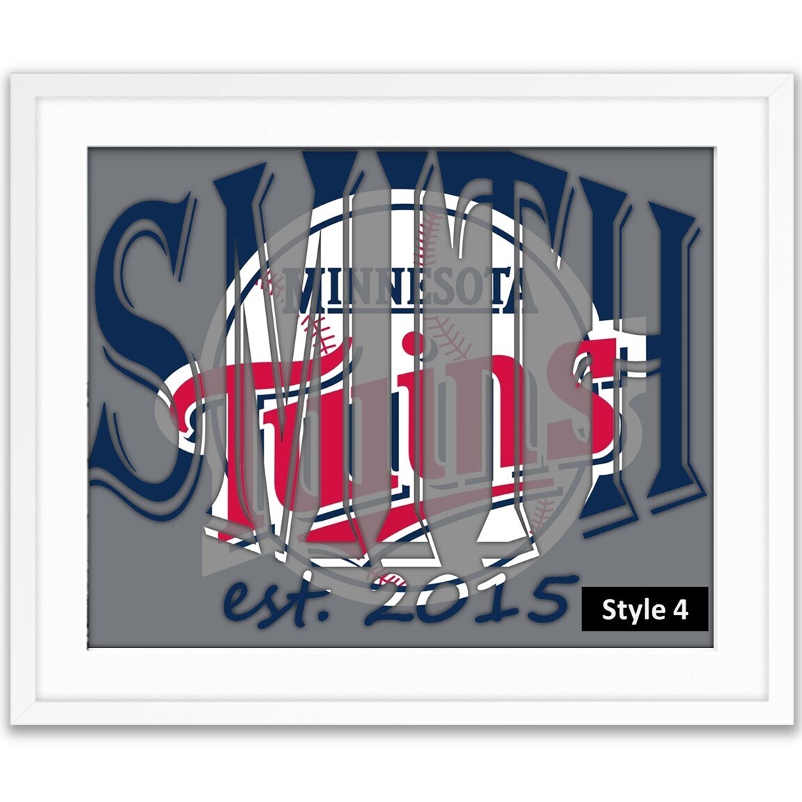 Minnesota Twins MLB Baseball Custom Name Art Gift -- Photo print