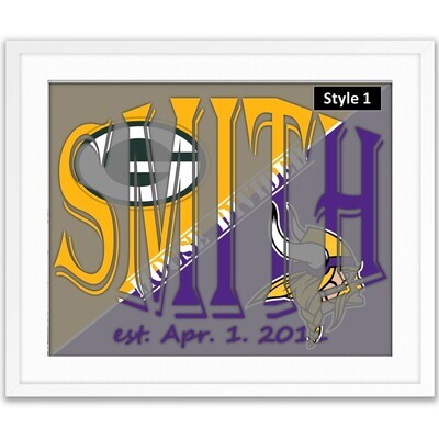 RIVALRY NFL Minnesota Vikings Green Bay Packers NFL Custom Name Art Gift House Divided