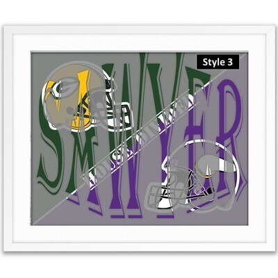 RIVALRY NFL Minnesota Vikings Green Bay Packers NFL Custom Name Art Gift House Divided