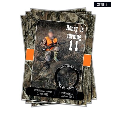 Hunting themed Birthday Party Invitation 5x7 Hog