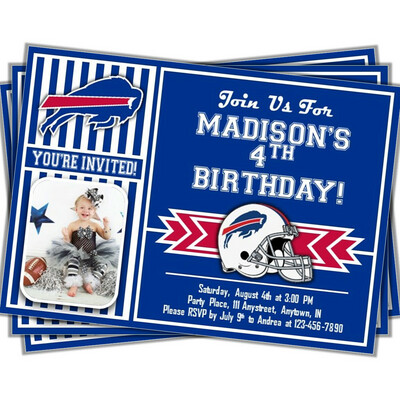 Buffalo Bills Photo NFL Football Birthday Invitation 5&quot;x7&quot;