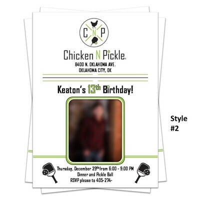 Chicken N Pickle Birthday Party Invitation 5x7