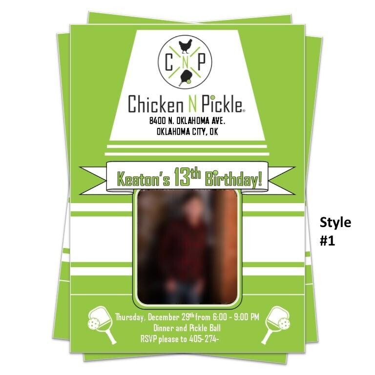 Chicken N Pickle Birthday Party Invitation 5x7