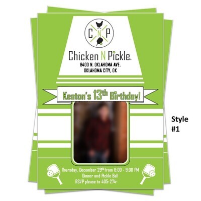 Chicken N Pickle Birthday Party Invitation 5x7