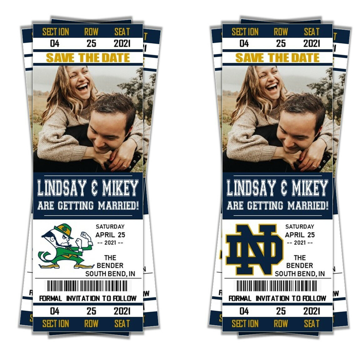 SPECIAL PRINT ORDER: Notre Dame Fighting Irish SAVE THE DATE photo NCAA College Football invitation ticket