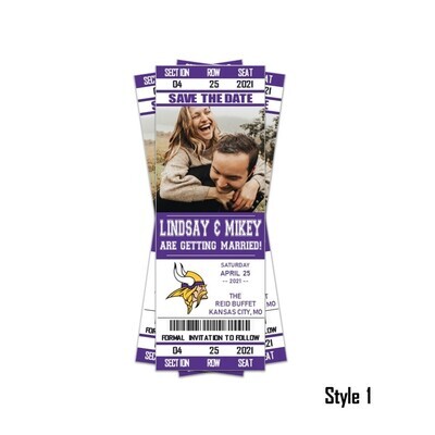 Minnesota Vikings SAVE THE DATE photo NFL Football invitation ticket