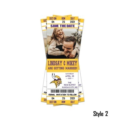Minnesota Vikings SAVE THE DATE photo NFL Football invitation ticket