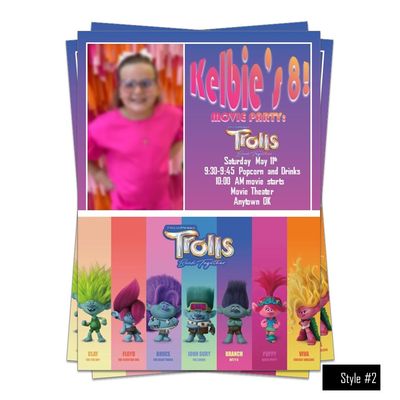 Trolls Band Together Movie party Birthday Invitation 5x7