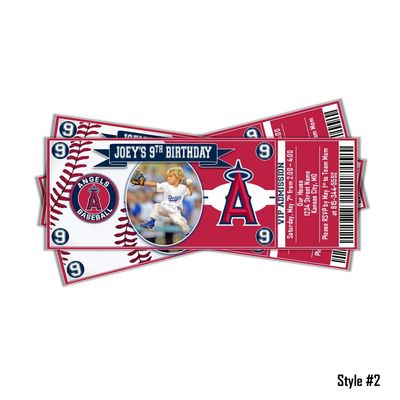Los Angeles Angels LAA Photo MLB Baseball Birthday Invitation Ticket Style