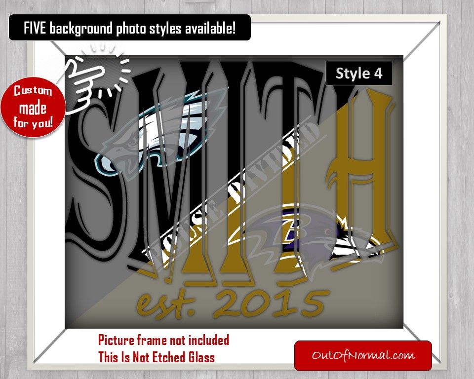 RIVALRY NFL Baltimore Ravens Philadelphia Eagles Custom Name Art Gift House Divided