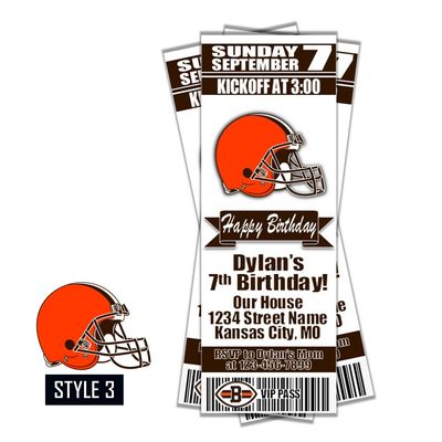 Cleveland Browns NFL Football Birthday Invitation Ticket Style