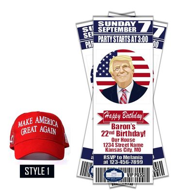 Donald Trump MAGA MAHA RFK 2024 2028 Birthday Invitation Ticket Style