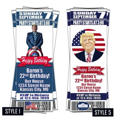 Donald Trump MAGA White House POTUS 45 47 2024 2028 Birthday Invitation Ticket Style