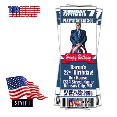 Donald Trump MAGA White House POTUS 45 47 2024 2028 Birthday Invitation Ticket Style
