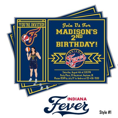Indiana Fever - Caitlin Clark WNBA Basketball Birthday Invitation 5x7