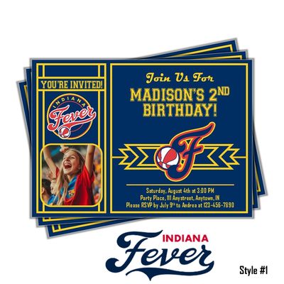 Indiana Fever WNBA Basketball Birthday Invitation 5x7 Photo - Caitlin Clark