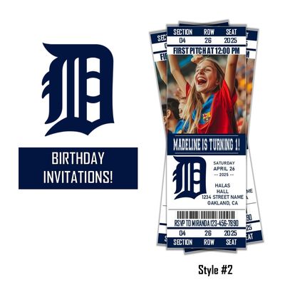 Detroit Tigers Birthday Invitation Ticket Style MLB 2025