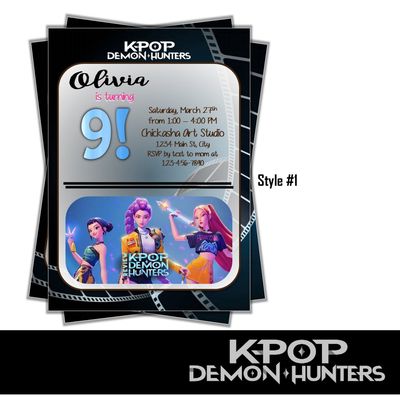 KPop Demon Hunters Birthday Invitation 5x7 K-pop