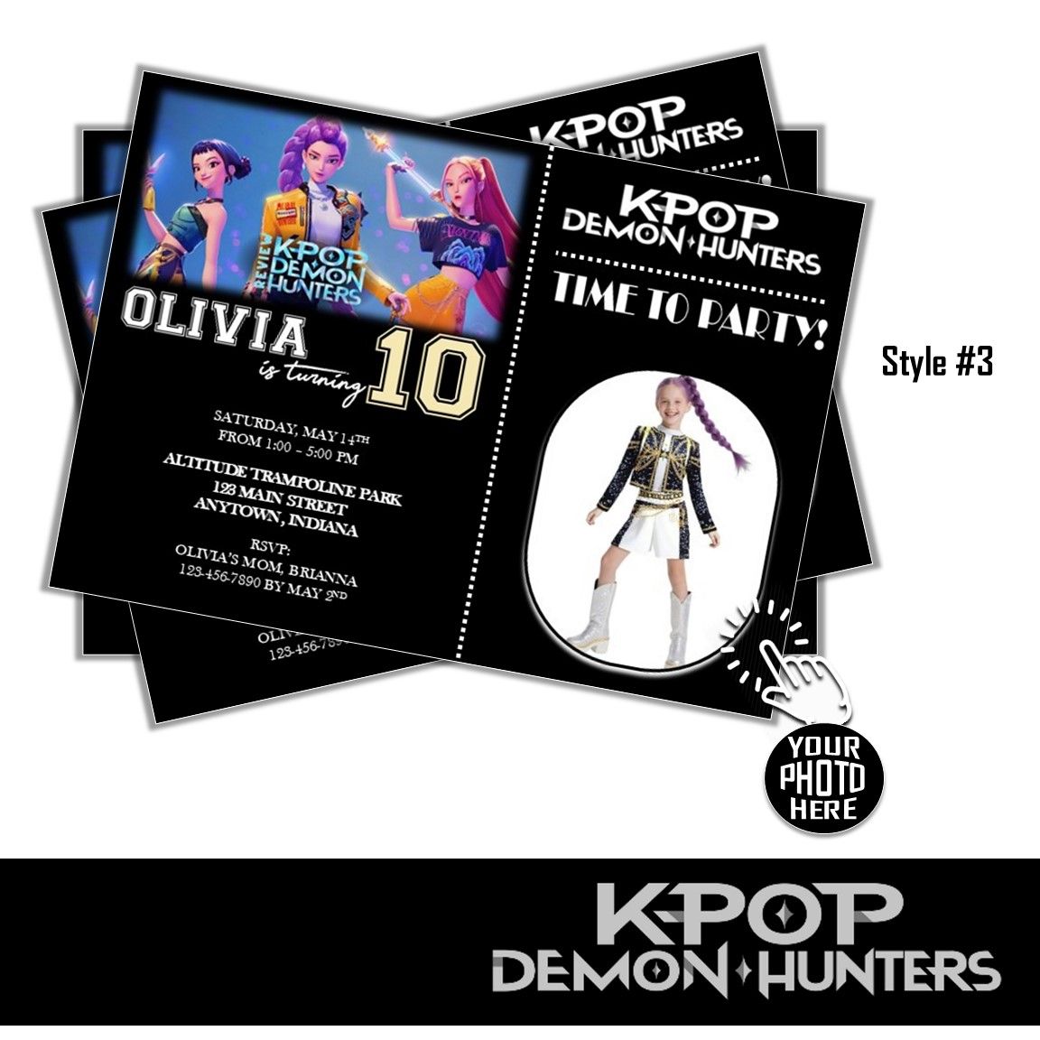 KPop Demon Hunters Birthday Invitation 5x7 K-pop