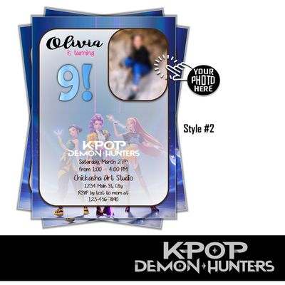 KPop Demon Hunters Birthday Invitation 5x7 K-pop